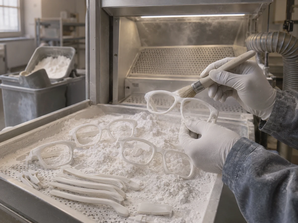 AI illustration — 3D-printed nylon: Clean & finish